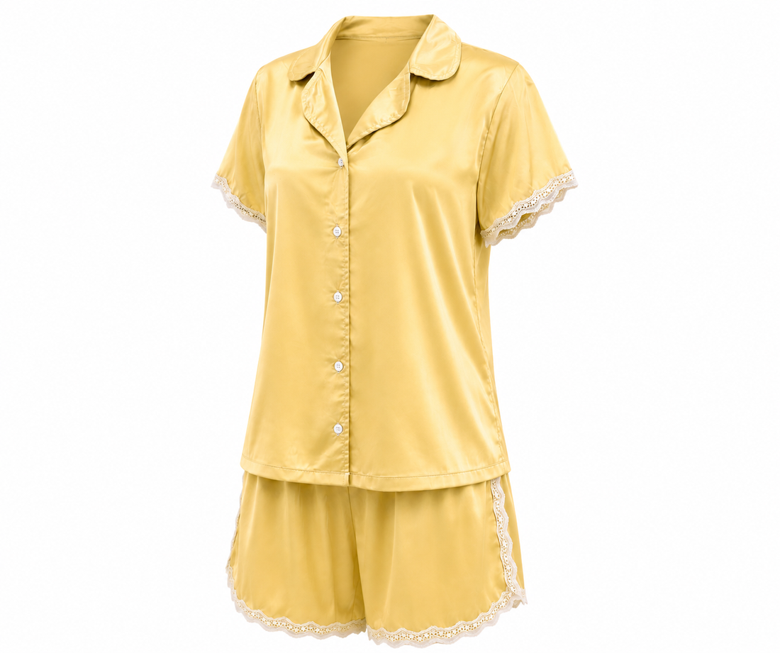 butter yellow Satin Set