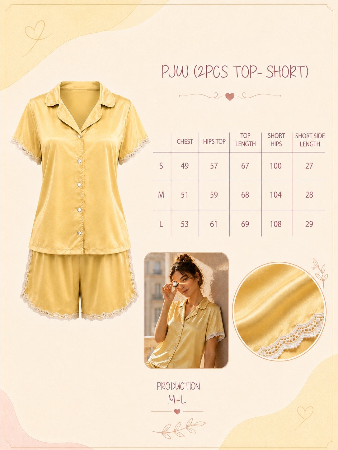 butter yellow Satin Set